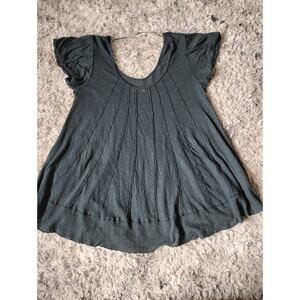 We The Free Star Free People Black Linen Blend Puff Short Sleeve Boho Womens XS
